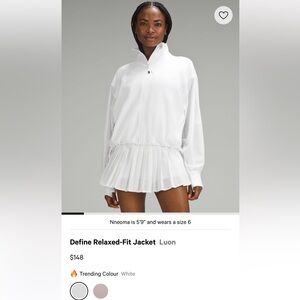 Lululemon White Relaxed-Fit Define jacket